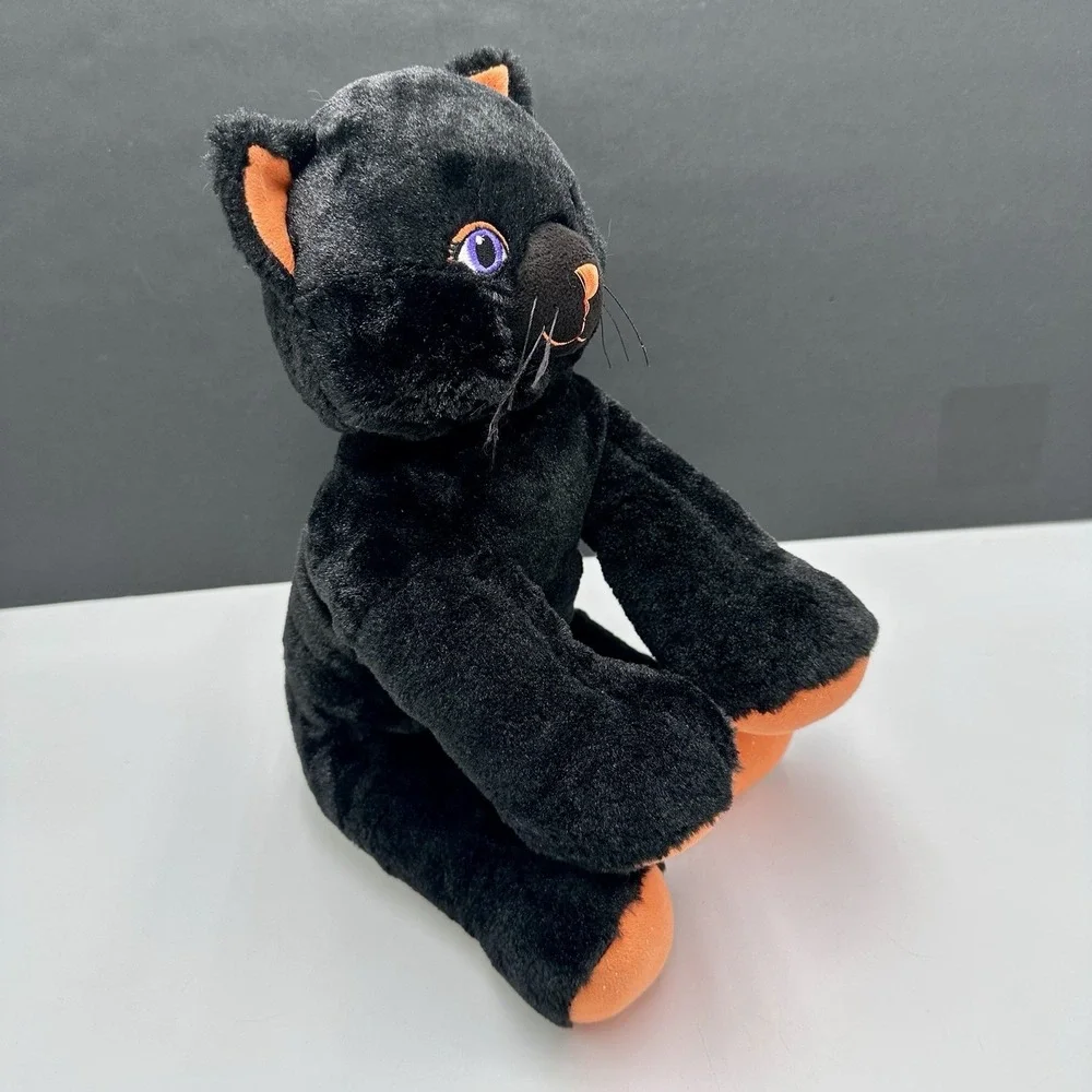 Build-A-Bear Lucky Kitty Black Cat Plush Orange Paws Purple Eyes 2013 Halloween